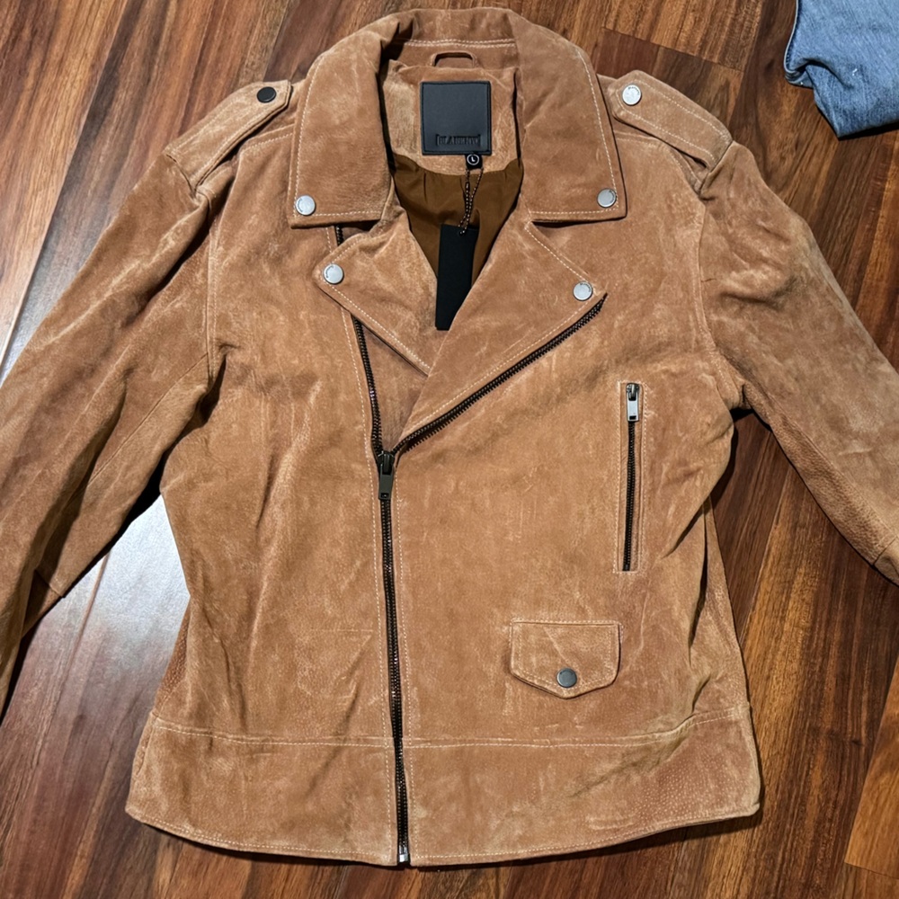 Mens Suede Leather Moto Jacket